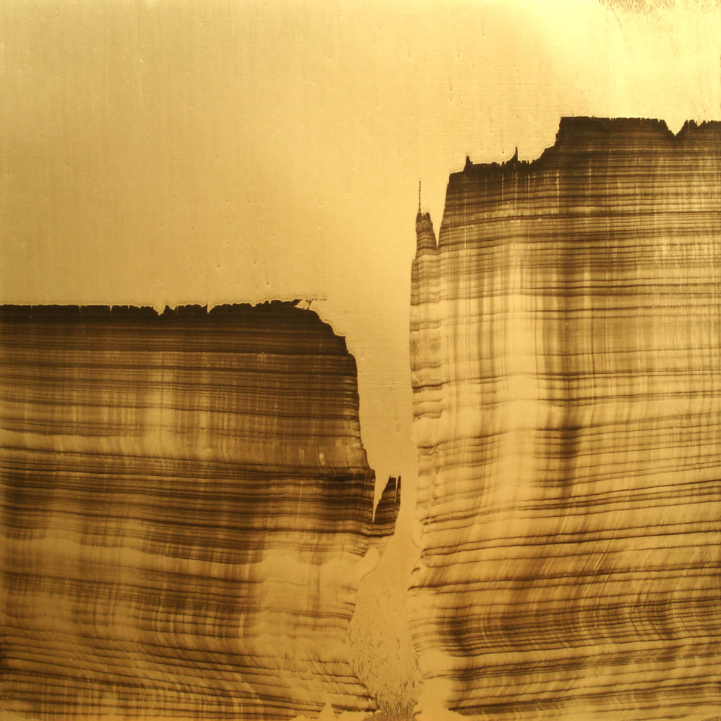 Oil and Gold Powder on Linen, 148×148 cm, 2009