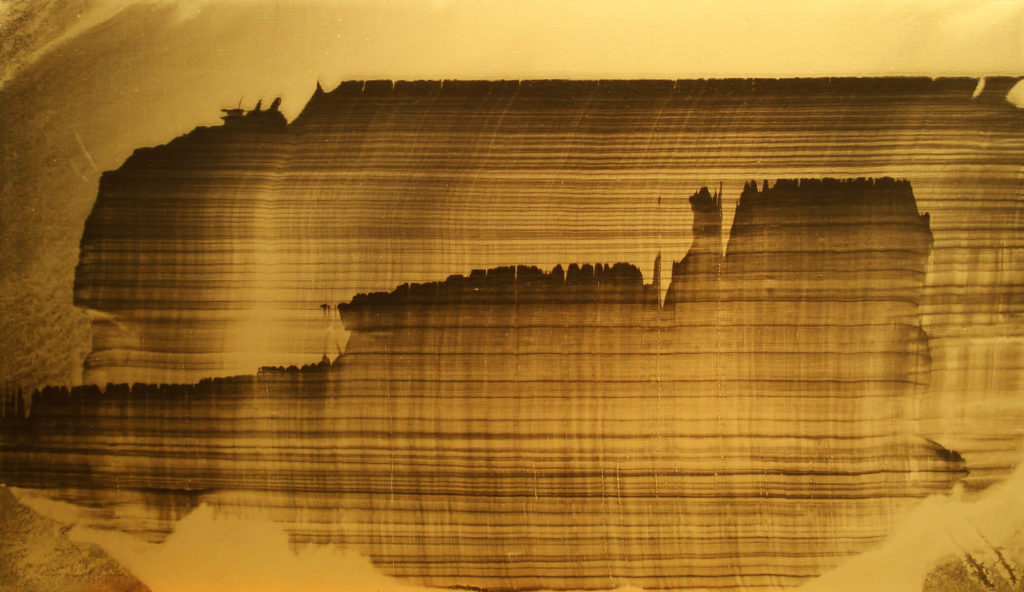 Oil and Gold Powder on Linen, 71×122 cm, 2009