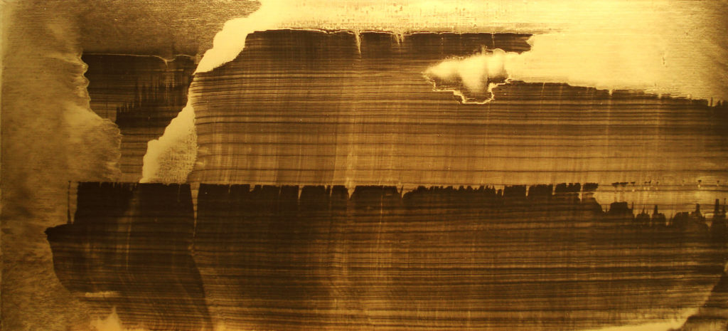 Oil and Gold Powder on Linen, 61×137 cm, 2009
