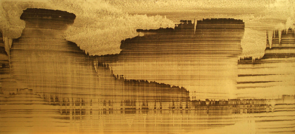 Oil and Gold Powder on Linen, 61×137 cm, 2009