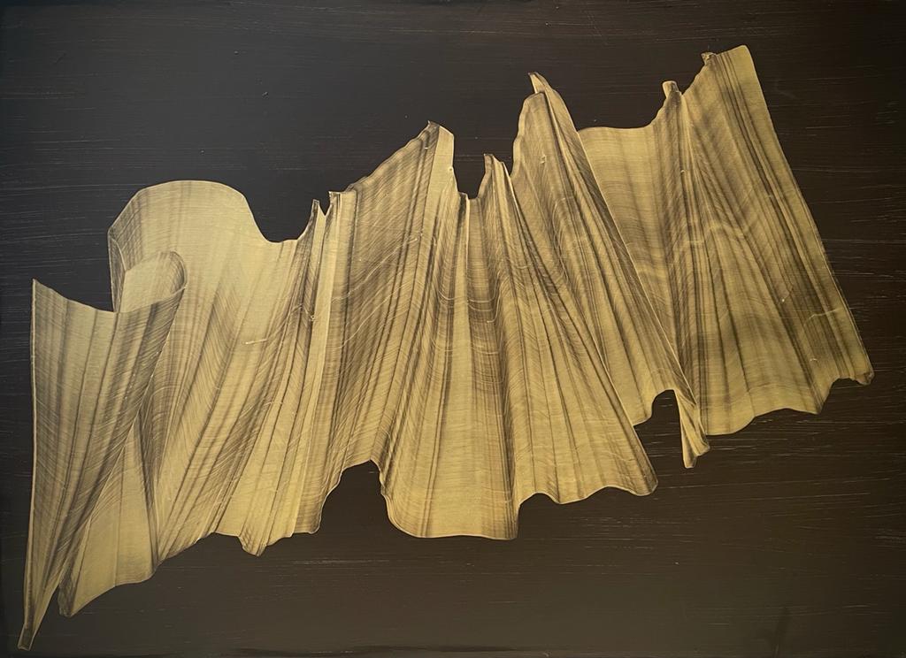 “Gold Spirit”, oil and old dust on linen, 100×73 cm, 2019