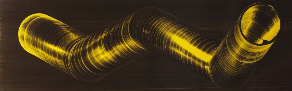 “Sunset Timer”, Oil on Aluminum, 150 x 47 cm, 2021
