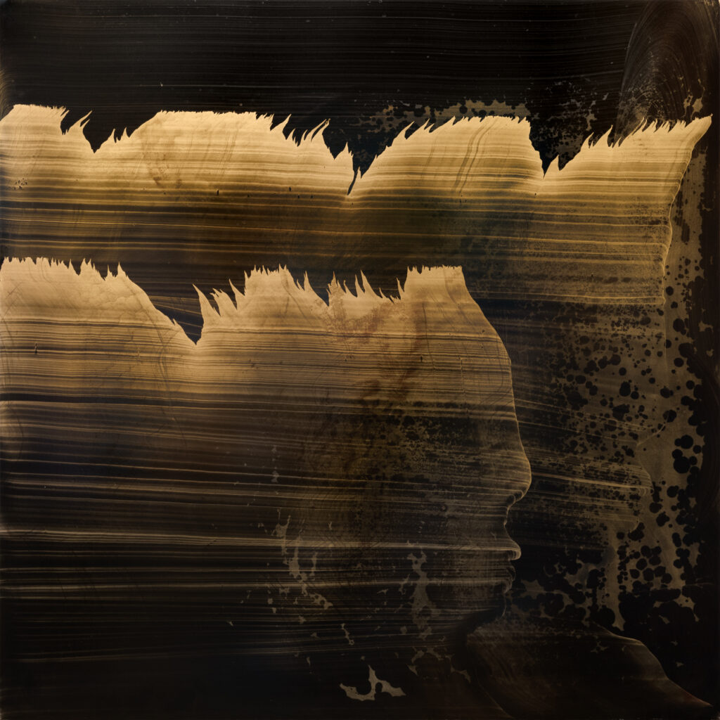 * Oil and Gold Dust on Aluminum, 100 x 100 cm, 2026