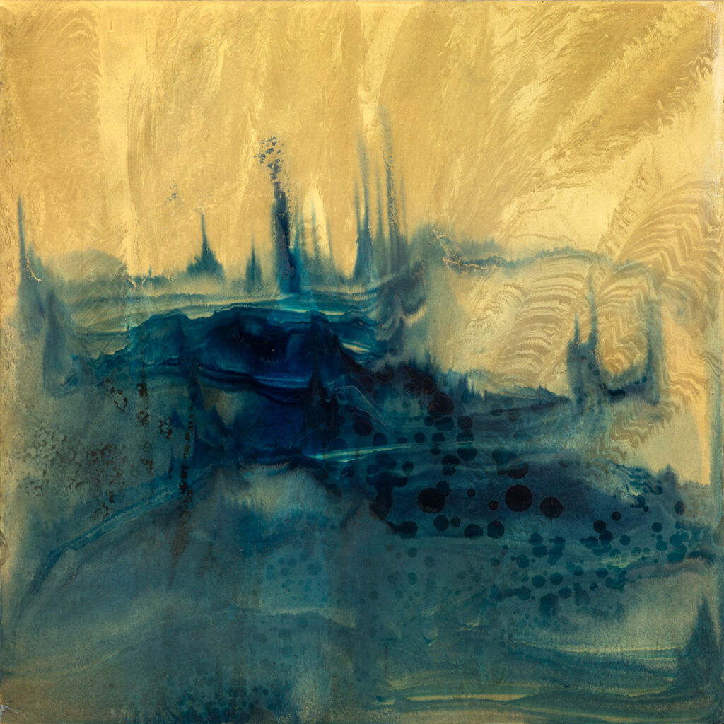 * Oil and Gold Dust on Aluminum, 100 x 100 cm, 2026