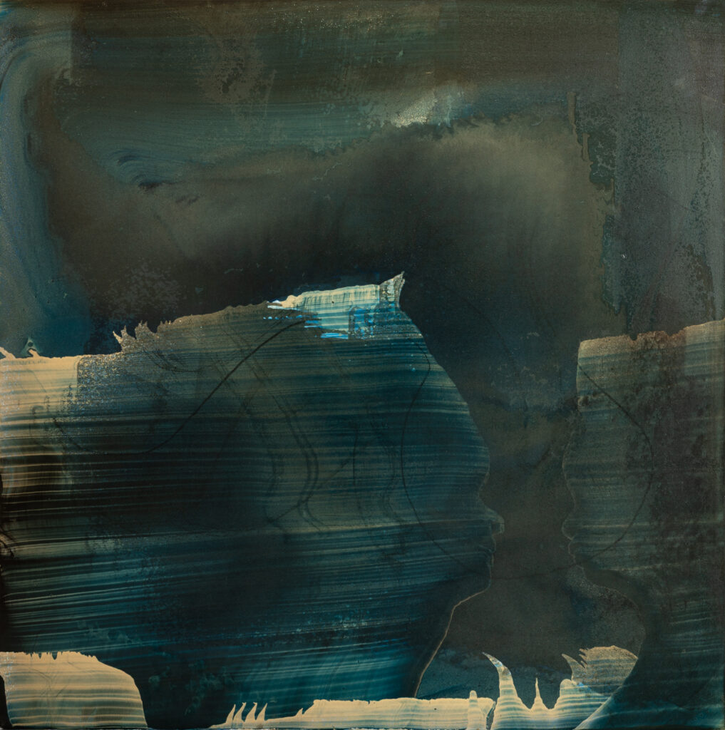 * Oil and Gold Dust on Aluminum, 100 x 100 cm, 2026